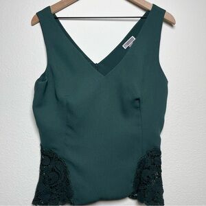 Chelsea28 Anthropologie Womenโ Top Medium Hunter Green Embroidered Office Busine